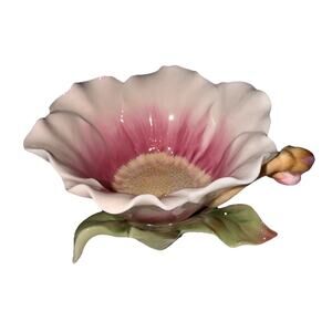 Retired Franz Camellia Blossom Flower Porcelain Votive Candle Tea Light